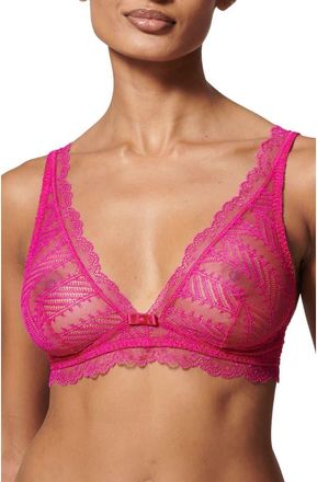 Simone P&eacute;r&egrave;le Canopee Triangle Lace Bralette in Hibiscus Pink at Nordstrom, Size 1
