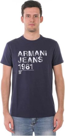 Armani Jeans Sweatshirts - Heren - T-shirts - Blauw - 2XL - Katoen - Tops