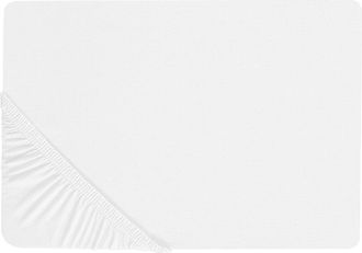 Beliani S&aacute;bana De Algod&oacute;n Blanco 140 X 200 Cm Ajustable Bordes El&aacute;sticos S&oacute;lido Janbu