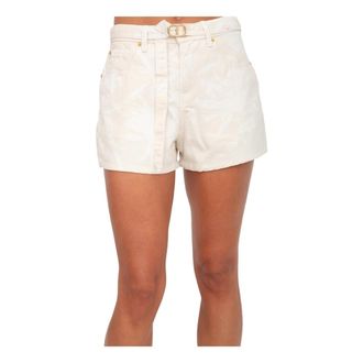 Twinset Ivoor Taille Shorts 100% Katoen - Dames - Bermuda - Wit - W29 - Katoen - Korte Broeken