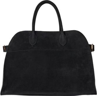 Generic Womens Luxury Suede Tote Bag - Large Designer-Inspired Handbag - Fashionable Top Handle Work Bag - Hobo Tote, Black Suede 15 Inches