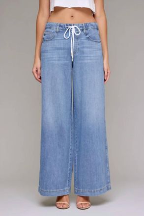 Hidden Jeans Nori Elastic Waistband Wide Leg Jeans In Denim