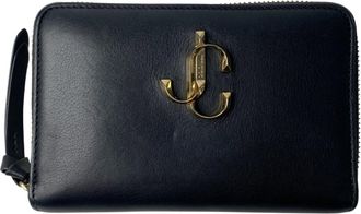 Jimmy Choo London Black Leather Long Wallet (Bi-Fold) (Pre-Owned)