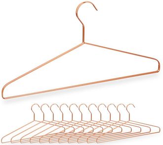 Relaxdays Set 48 Perchas Ropa Finas Alambre, Colgadores Pantalones, Trajes, Camisas, Metal, 21 X 42 X 0,8 Cm, Cobre