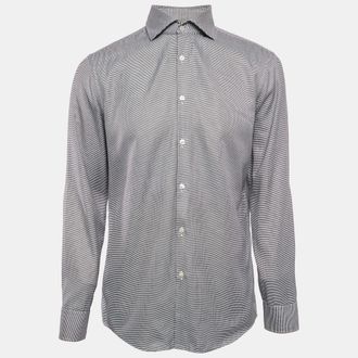 HUGO BOSS Boss By Hugo Boss Black Patterned Cotton Button Front Slim Fit Shirt
