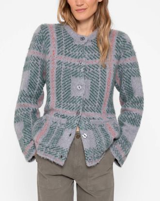 Kule Egon Knit Cardigan In Grey Plaid