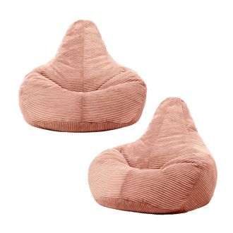 Icon Brand Set de 2 pufs reclinable en respaldo alto y pana rosa