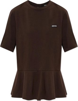 Rotate Rotate Birger Christensen, Tops, Dames, Bruin, XS, Katoen, Peplum T-shirt