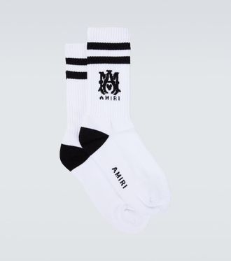 Amiri Logo ribbed-knit cotton socks