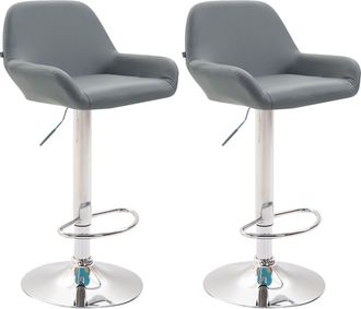 Clp Clp - Set 2 Taburetes De Bar Braga En Cuero Pu Gris Cromado