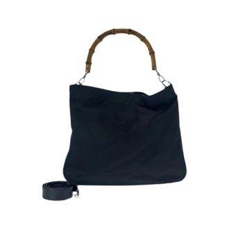 Gucci Pre-owned Handbags, female, Black, Size: ONE SIZE Pre-owned Bamboo Canvas Handbag Black