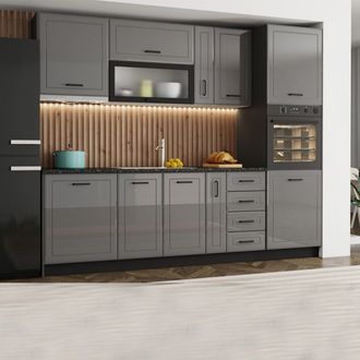 Dmora Despensa De Cocina Mogan, Mueble De Cocina 5 Estantes, Puerta De Batiente, 2 Puertas, 60x58x214h Cm Gris