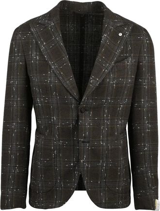 L.B.M. 1911 Brown Cotton Linen Polyamide Blazer Jacket