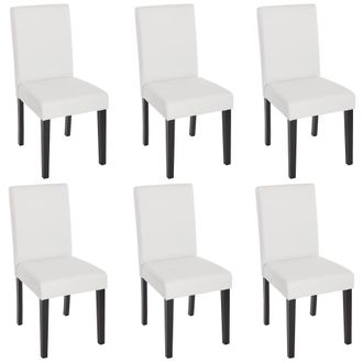 Hhg Hhg - Juego De 6 Sillas De Comedor Silla De Cocina Littau, Polipiel, Blanco Mate, Patas Oscuras