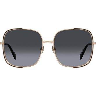 Kate Spade New York isla 59mm gradient square sunglasses in Gold Black/Dark Grey at Nordstrom