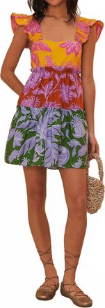 Farm Rio Tropical Swing Mix Mini Dress In Multi