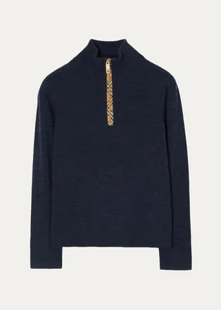 Burberry Boys Conory Zip-Front Wool Sweater, Size 4-14