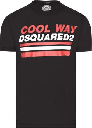 Dsquared2 Zwarte Heren T-shirt- Relaxte Pasvorm - Heren - T-shirts - Zwart - S - Katoen - Tops