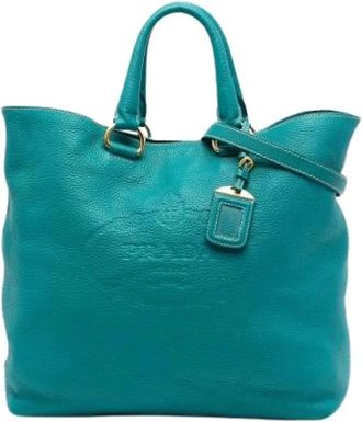 Prada Pre-owned Tote Bags, female, Blue, Size: ONE SIZE Pre-owned Satchel