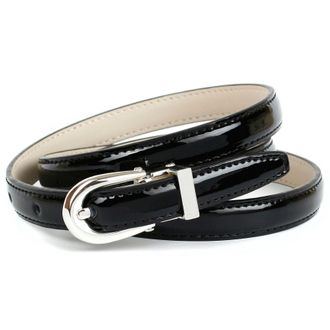 Anthoni Crown Lederg&uuml;rtel ANTHONI CROWN, Damen, Gr. 100, schwarz, Leder, gl&auml;nzend, unifarben, festlich, G&uuml;rtel Lederg&uuml;rtel, Schmaler Lacklederg&uuml;rtel