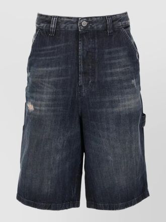 Diesel denim shorts belt loops pockets distressed