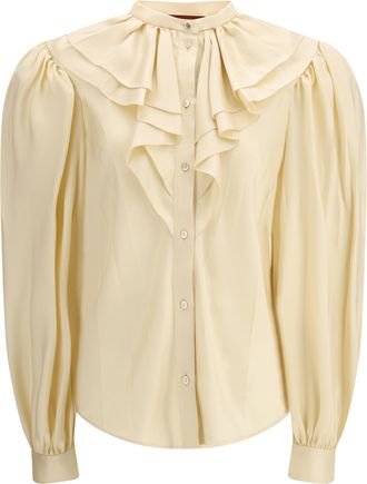 Gucci Womens Shirt Silk Twill Beige Matt