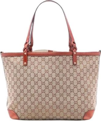 Gucci Pre-owned Tote Bags, female, Beige, Size: ONE SIZE Pre-owned Canvas Tote Bag