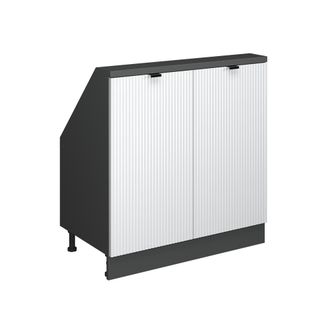 Vicco Armario De Cocina Para Techo Inclinado R-line, Ondulaci&oacute;n Blanca, 80 Cm Con 2 Puertas, Vicco