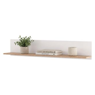 Dmora Estante Norbio, Un Estante, Estructura Color Mate, Estructura Color Roble, 138x20x24h Cm Blanco Mate