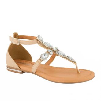 Andrea Womens Jewel Embellished Sandal In Bone