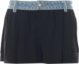 Alexander Wang Black Mid-Rise Denim Waistband Shorts