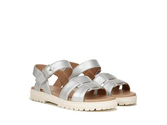 Dr. Scholls Take Five Flat Sandal Womens Sandals Metallic Silver : 8.5 M