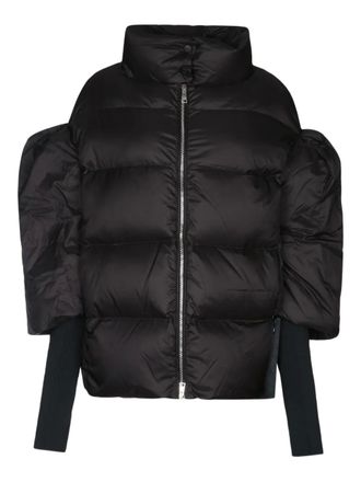 Add puff-sleeve quilted puffer jacket - women - Elastane/Polyamide/Polyester - 44 - Black