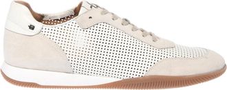 Baldinini Su&egrave;de en geperforeerde leren sneaker - Heren - Sneakers - Beige - 42 EU - Su&egrave;de - Schoenen