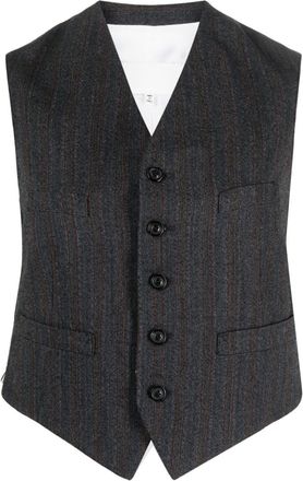 Maison Margiela stripe-print button-up waistcoat - women - Wool/Viscose/Cotton/Cupro/Cotton - 38 - Grey
