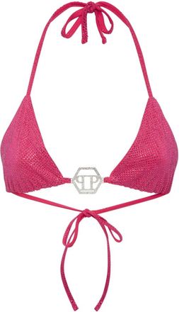 Philipp Plein Top Bikini Stones - Dames - Bikinis - Roze - L - Katoen - Badmode