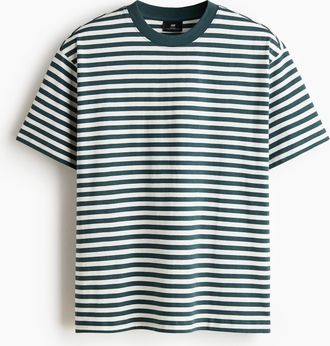 H&M T-Shirt in Relaxed Fit - Blaugr&uuml;n/Gestreift