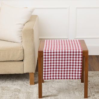 Solino Home Linen Table Runner for Dining Table, Holiday and Everyday Table Decor - Gingham Check in Burgundy at Nordstrom, Size Xx-Small