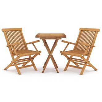 Berkfield Home 3 Piece Garden Dining Set Solid Wood Teak in Brown