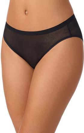 DKNY Table Top Sheer Stripe Bikini in Black at Nordstrom, Size X-Large
