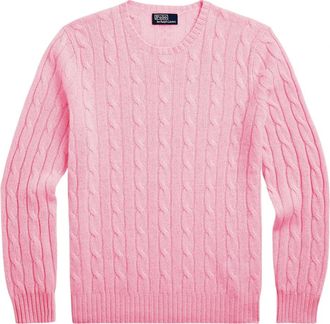 Ralph Lauren Truien & Vesten, Heren, Roze, M, Kasjmier, De Iconische Kasjmieren Trui met Kabelpatroon