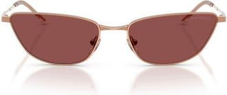 Emporio Armani 55mm Cat Eye Sunglasses in Shiny Rose Gold /Dark Violet at Nordstrom
