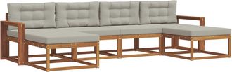 vidaXL Conjunto De Sof&aacute;s De Exterior 6 Uds. Gris Natural Y Claro Vidaxl