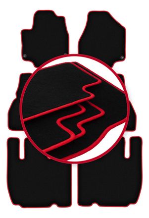 OEM Alfombrillas De Terciopelo Con Borde Rojo Para: Chrysler Pacifica Ii De 7 Plazas (2017-)