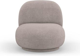 MICADONI Sillón giratorio de tejido bouclé marrón claro