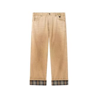 Golden Goose Pants In Gradient Beige Cotton With Check Details