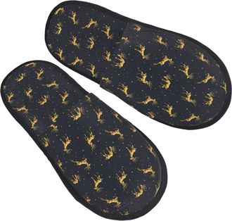 Generic Cotton Slippers Christmas Deers Soft House Slippers Reusable Anti-Slide Slipper For Women Home Hotel L