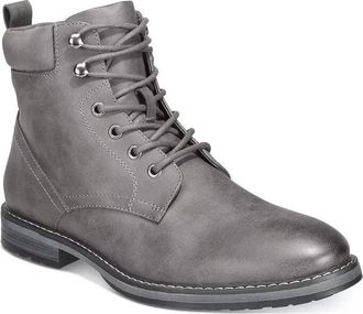 Club Room Mens Club Room Westin 100134204 Boots Gray Leather Lace Up Round Toe ZPO3752
