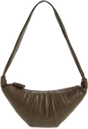 Christophe Lemaire Medium Croissant Leather Shoulder Bag in Dark Olive at Nordstrom