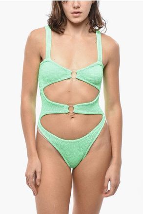 Reina Olga Wave Motif One Piece Swimsuit with Cut Out size Unica